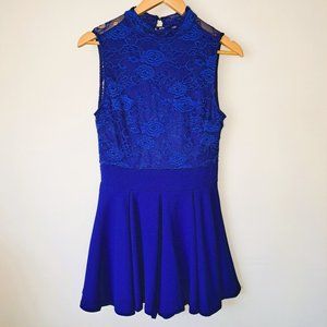 Privy Juniors Mini Lace Dress Royal Blue with Short Size L